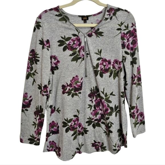 Lee 1/2 Zip Floral Long Sleeve Top XL - Picture 5 of 8